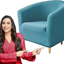 HOKIPO Premium Jacquard Stretchable Club Chair Cover Slipcover, Turquoise (NEW-AR-5358-TRQ)-picture-22