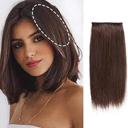 BOXO Straight 2 clip Hair Piece Invisible Short Hair Volume Extension Natural Black Brown -1 pcs (6 inch)-picture-46
