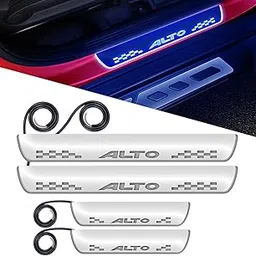 FABTEC 4PCS Car LED Door Sill Plate for Maruti Suzuki Alto Blue Glow Mirror Finish Footstep Protector | Stylish Entry Guard Kit with 6 Month Warranty-picture-12
