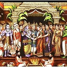 Talambralu Lord Venkateshwara Wedding Backdrop Cloth for House Hold Functions/Traditional Ceremonies (Srinivasa Kalyanam_5*8) Design 8 Feet Width * 5 Feet Length/Height image 1