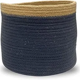 BOBBINY Tight Rope and Jute Basket for Home Décor, Laundry Hamper, Toy Bin, Toys Blankets Pillows Storage in Living Room - Handcrafted Elegance with Natural Appeal (Cotton Rope Jute Basket)-picture-68
