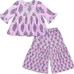 superminis Baby Girls Floral Printed Cotton Kurti Sharara Set-picture-13