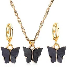 cosmo dust Women Plastic Earring & Necklace Set | Gold::Black | | SC-021G |-picture-32