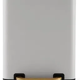 PURE HOME + LIVING White Iron Pedal Rectangular Waste Bin with Lid - Small-image-65