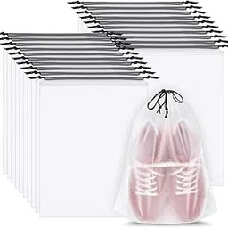 Clear Travel Shoe Bags for Packing Large Waterproof Drawstring Portable Storage Organizer Sneakers, Boots Essentials Women & Men (Standard, 20, Count)-image-49