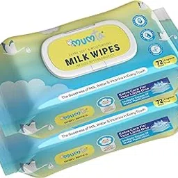 Mumta Milk Baby Wipes|With Vitamins & Milk Water |99.5% Pure Water|INFUSED WITH PROBIOTICS|Super Soft & Moisturising, Hydrates Skin|Prevent irritation & Rashes| 144 Wipes-image-5