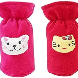 MW PRINTS Soft Plush Stretchable Baby Feeding Bottle Cover Easy to Hold Strap with Cute Animated Cartoon Suitable for 130-250 Ml Feeding Bottle(Dark Pink-Dark Red)-picture-14