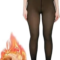 wklouyhe Women Fake Translucent Warm Fleece Lined Tights Leggings Thermal Pantyhose Opaque High Waist Winter Sheer Tight for Women Winter Wear_Pack Of 01-picture-36