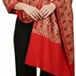 Blended Wool Red & Gold Embroidered Stole – 80 x 28 Inch, Luxurious & Warm-image-0