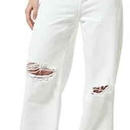 bewakoof Women's High Rise Denim Solid Straight Fit Jeans-picture-32