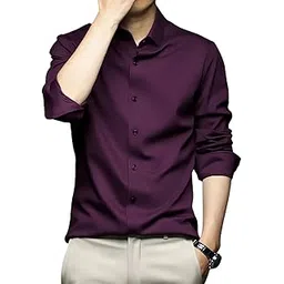 babirusa Solid Satin Regular Fit Full Sleeve Collared Neck Wedding Shirt Comfortable Shirt for Men-picture-31