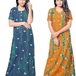 posh perfection Women's Cotton Printed Maxi Nightgown Nighty for Women Ankle Length Night Dress - Pack of 2, Free Size (NGTD)-picture-16