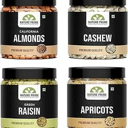 Nature Prime Fresh and Healthy Nuts Dry Fruits Combo Pack of Almond, Cashew, Raisin, Apricot Jar Pack (200g * 4) 800G-image-22