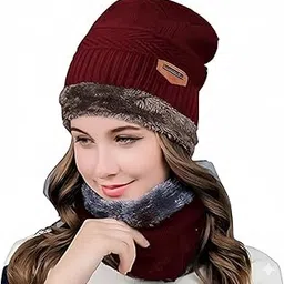 Wool Beanie Cap & Muffler Scarf Set for Men & women Winter Woolen Headwear Warm Headwear Unisex Winter Accessories Cold Weather Essentials Perfect for Men & Women-picture-14