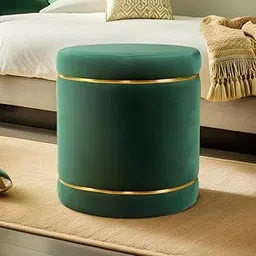 RAHLITE Living Room Sitting Stool, 16x16x18-inch Mudda Puffy Wooden Ottoman Stools, Pouffe Footstool, and Pouf for Office, Home, and Dressing Stool (Green)-image-97