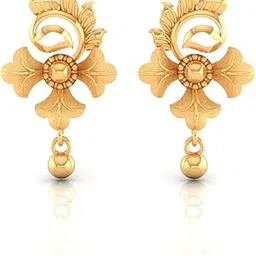 p.c. chandra jewellers Womens 22KT (916) Yellow Gold Floral Drop Earrings With Ornate Design And Ball Accent - 0.95 Grams-picture-26