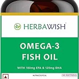 Herbawish Omega-3 Fish Oil Supplement, 1000mg with EPA 180mg & DHA 120mg, 60 Softgels, for Brain Health, Heart Health, Healthy Aging, Bones Support-picture-24