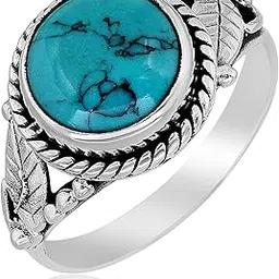 mahal jewels 925 Sterling Silver Turquoise Designer Ring | Gift for Women and Girls-picture-21