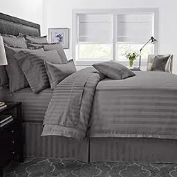 Linenwalas Premium Cotton Stripes Double Duvet Cover, Soft Comforter Cover, Rajai Cover, Blanket Cover, Quilt Cover in Double Size (90" X 100")- Dark Grey-image-28