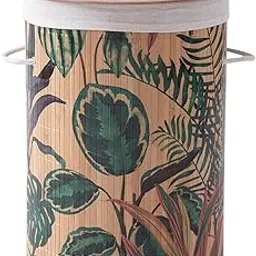 HOKIPO Eco-Friendly Foldable Bamboo Laundry Basket Hamper with Lid, Large, 61 Litre, Ficus Leaves (AR-5748)-picture-16