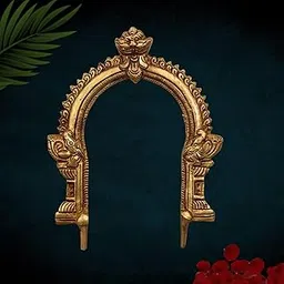 South Indian Arts Brass Prabhavali Arch Frame Wall Hanging – Traditional Prabhawali | Prabhaval for Temple, Deity Backdrop & Home Decor | Handmade,Gold, 17Cm, 1 Piece-picture-58