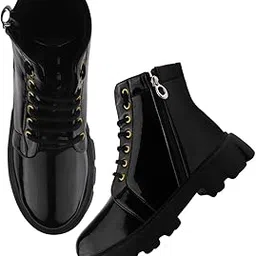 silverarrow Comfortable Alluring Extra Cushion Inner Sole and Skin Friendly Ankle Boot with Low Heels for Womens and Girls Black-picture-22