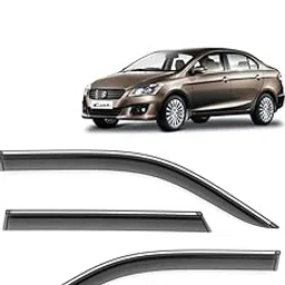 Car Compatible Wind Deflectors Rain Guard Door Visor Maruti Suzuki Ciaz (2018 Onwards Model) - Chrome Lined, Polycarbonate, Smoke, Set of 4 Pcs-picture-39