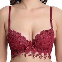 Elegant Women's Lingerie Set – Lace Bra and Panty Two-Piece Set Maroon-picture-23