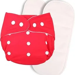 Deedry Oeko-Tex Certified Baby Cloth Diapers Washable & Reusable Diapers with Adjustable Snap Buttons | 3 Months- 3 Years (Plain-Red, With 2 Inserts)-picture-65