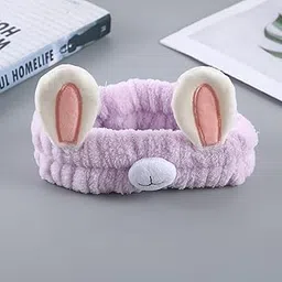 infispace Facial Makeup Headband for Women & Girls| Plush 3D Cartoon Elastic Velvet Hairband (Bunny Purple, Free Size)-picture-39