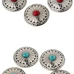Enakshi® 10pcs Round Floral Turquoise ons Screw Back for Bag Wallet Saddle |Crafts | Sewing | Closures & Connectors | ons-image-39