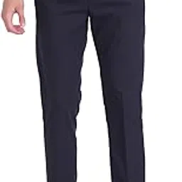 AD by Arvind Slim Fit Solid Formal Trousers Blue-picture-12