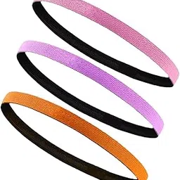 JAZZY PEARLS® 3Pcs Elastic Sport Headbands Non Slip Hair Bands for Workout Football Soccer Pink Purple Orange-Sporting Goods-Fitness, Running & Yoga-Clothing & Accessories-Sweatbands-3 Sport Headbands-image-81