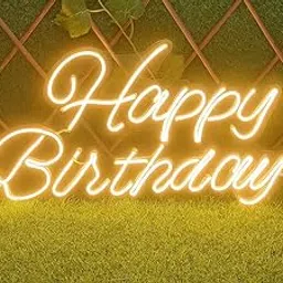 PRINTKART LED Neon Happy Birthday Sign, Warm White Colour Light, Wall Mounted Party Decoration, Happy Birthday Theme Light-picture-10