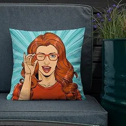 Dreamica Trendy Comic Girl Cushion | Funky & Quirky Cartoon Print Cushion for Sofa, Bed, Car & Home Décor for Birthday, Friendship & Special Occasions (40x40 Cms, with Filler).D-18-picture-15