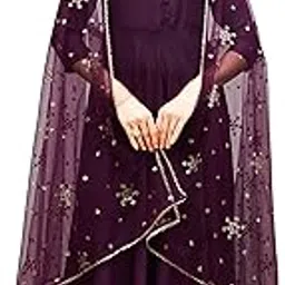 womanista Women's Crepe Silk With Sequence Anarkali Kurta Dupatta Set (Kurtaset_1072B)-picture-38