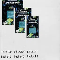 Eduway® Canvas Board for Painting- (12X18 | 16X20 | 18X24) 1 pcs each | Premium Quality 7Oz Pre-Primed Cotton Canvas Board for Artists & Beginners | Ideal for Acrylic, Oil, Gouache, Pastels Colors ( Pack of 3)-picture-11