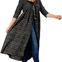 cotland fashions Jaipuri Cotton Printed Black Shrug/Jacket/Cape for Women-picture-16