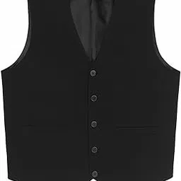 Classic Men's Formal Black Waistcoat, Business Professional Vest with 5-Button Front, Adjustable Back Strap. lawyer's waist coat.-picture-50