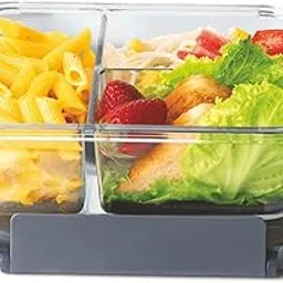 Signoraware Slim Borosilicate Glass Three Compartment Lunch Box | Leakproof Silicone Seal | Heat Resistant | Great for Office & Outdoor Activities | Best for Storing Leftovers (1 LTR | Clear)-picture-11