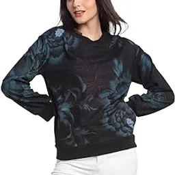 shaye Black Round Neck Floral Print Long Sleeves Sweatshirts for Women-picture-10