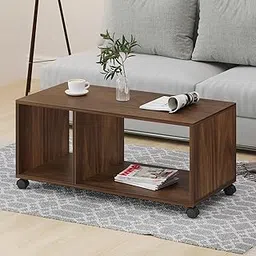 BLUEWUD Taury Engineered Wood Coffee Center Sofa Tea/Teapoy Console Table with Wheels or Casters for Sofa Set Living Room Home Hall Furniture (Brown Maple)-image-47