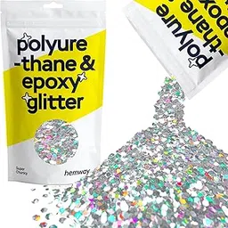 Hemway Polyurethane and Epoxy Resin Glitter 100g/3.5oz Crystal Flakes Metallic Additive for Coatings - Super Chunky (1/8" 0.125" 3mm) - Holographic Silver-picture-38