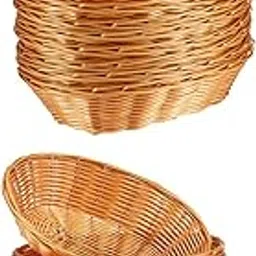 THE STYLE SUTRA 10 Pieces Bread Serving Baskets Hand Woven Rustic Oval for Home Party Picnic Large-picture-28