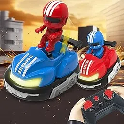 Remote Control Bumper Cars Toys 2 Pack Mini Remote Controlled Ejector Battle Race Vehicles with Light, Sound & 360°Rotating Car Toys for Kids image 1