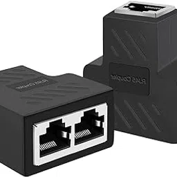 PHS RJ45 Ethernet Splitter, 1 to 2 Ethernet Extender Connector Female to 2 Female 8P8C Network Plug LAN Coupler for Cat5 Cat5e Cat6 Cat6e Cat7 Cable. (1 Pc - Black)-image-14