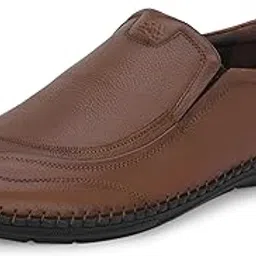 hitz Men's Black Leather Slip-On Casual Shoes image 1