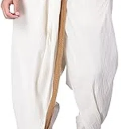 satav Men Dhoti Pants with Drawstring Waist Off White image 1
