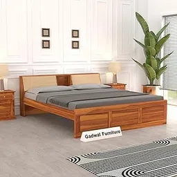 Solid Sheesham Wood Bed Liam (Honey, Liam King Without Storage)-image-79