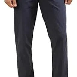 andamen Men's Navy Cotton Stretch Solid Regular Fit Trouser-picture-41